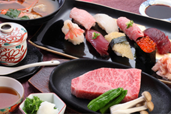 飛騨高山の味覚とお寿司を味わうコース